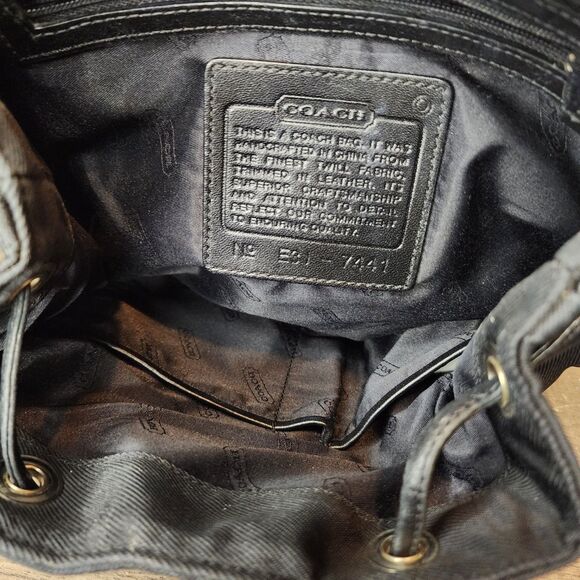 Y2K Mini Backpack Coach Black Nylon Leather Trim E3J-7441 - Picture 13 of 14